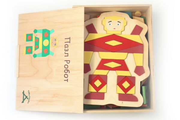 деревянный пазл вкладыш Робот для детей купить