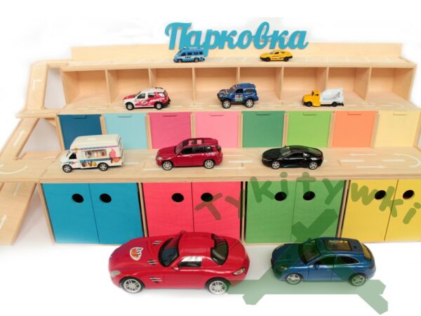 деревянный гараж для детских машинок купить